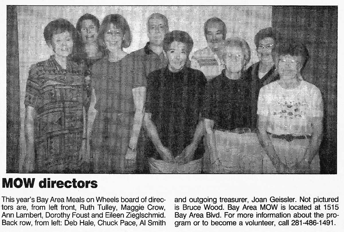 Bay Area Meals on Wheels Board of Directors, 1999