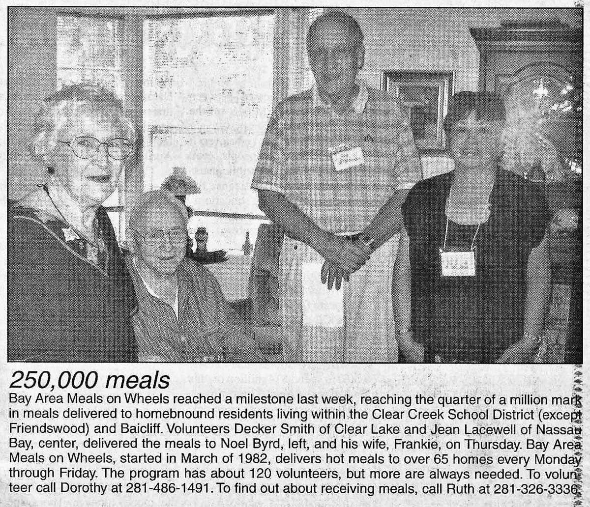 BAMOW team celebrating the 250,000th meal delivered, 2004